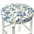 thumbnail image 3 of Lsque Vintage Blue Floral Pattern Round Bar chair cushion covers Velvet Fabric Premium Comfort Protects from Scratches and Stains for 14-17 Inch Chair-13 inch, 3 of 7
