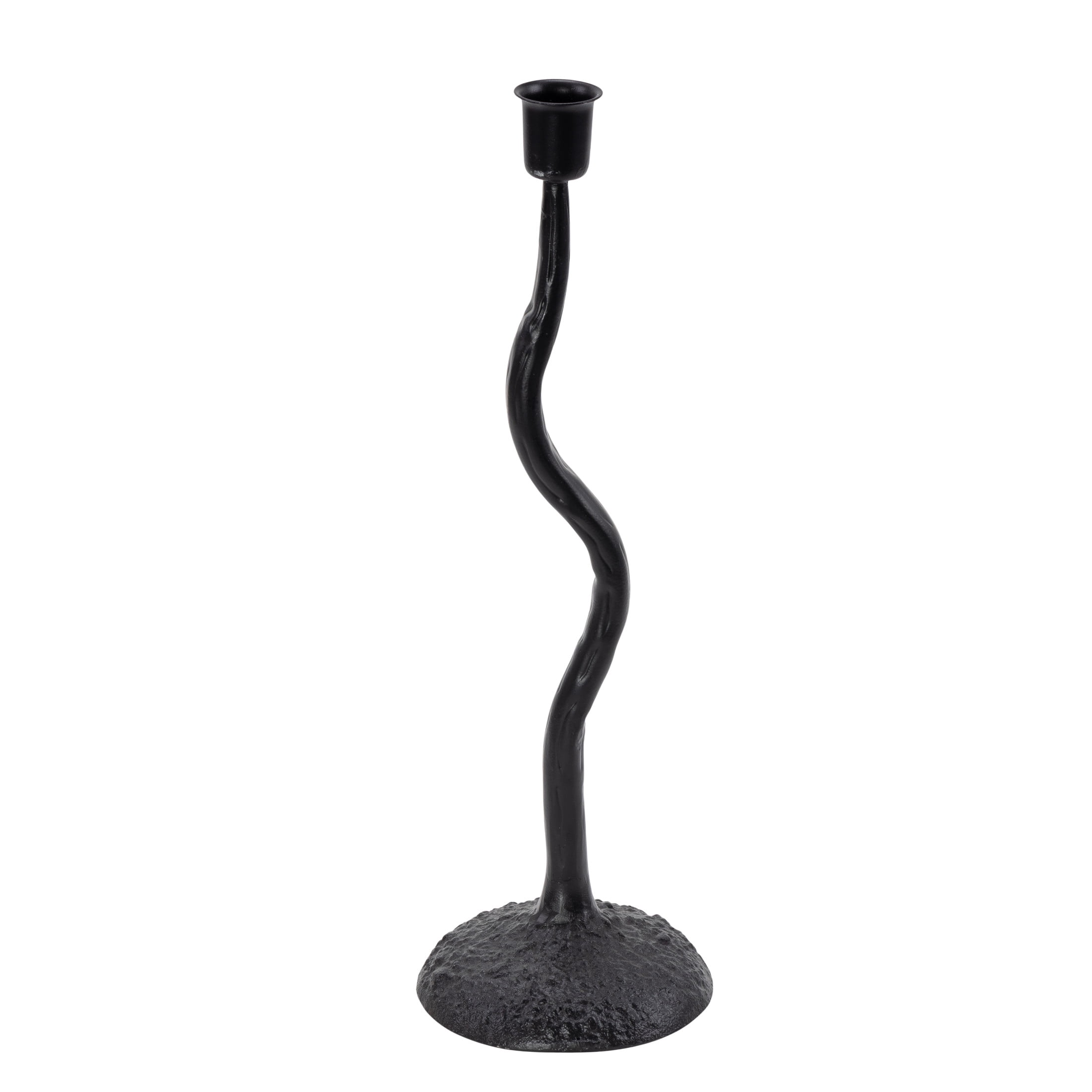 DecMode Black Metal Candle Holder with Round Base