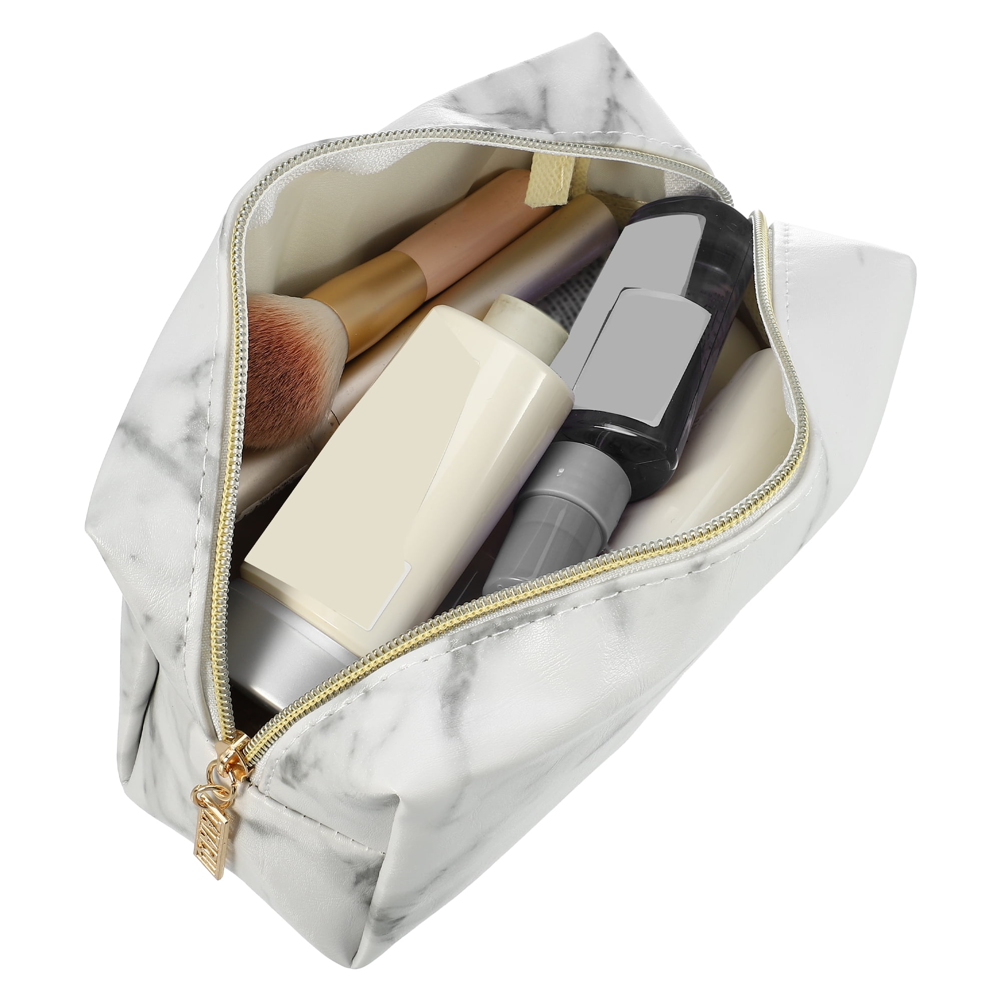 Unique Bargains Floral Makeup Bag Zipper Flower Cosmetic Pouch White, Gray