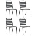 thumbnail image 1 of vidaXL Outdoor Chairs 4 pcs Slatted Design Steel Dark Grey, 1 of 5