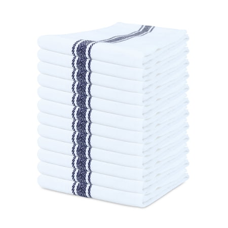 Arkwright Kitchen Herringbone Tea Towels  Pack of 12  White with Black Stripe  100% Cotton  15 x 25 in