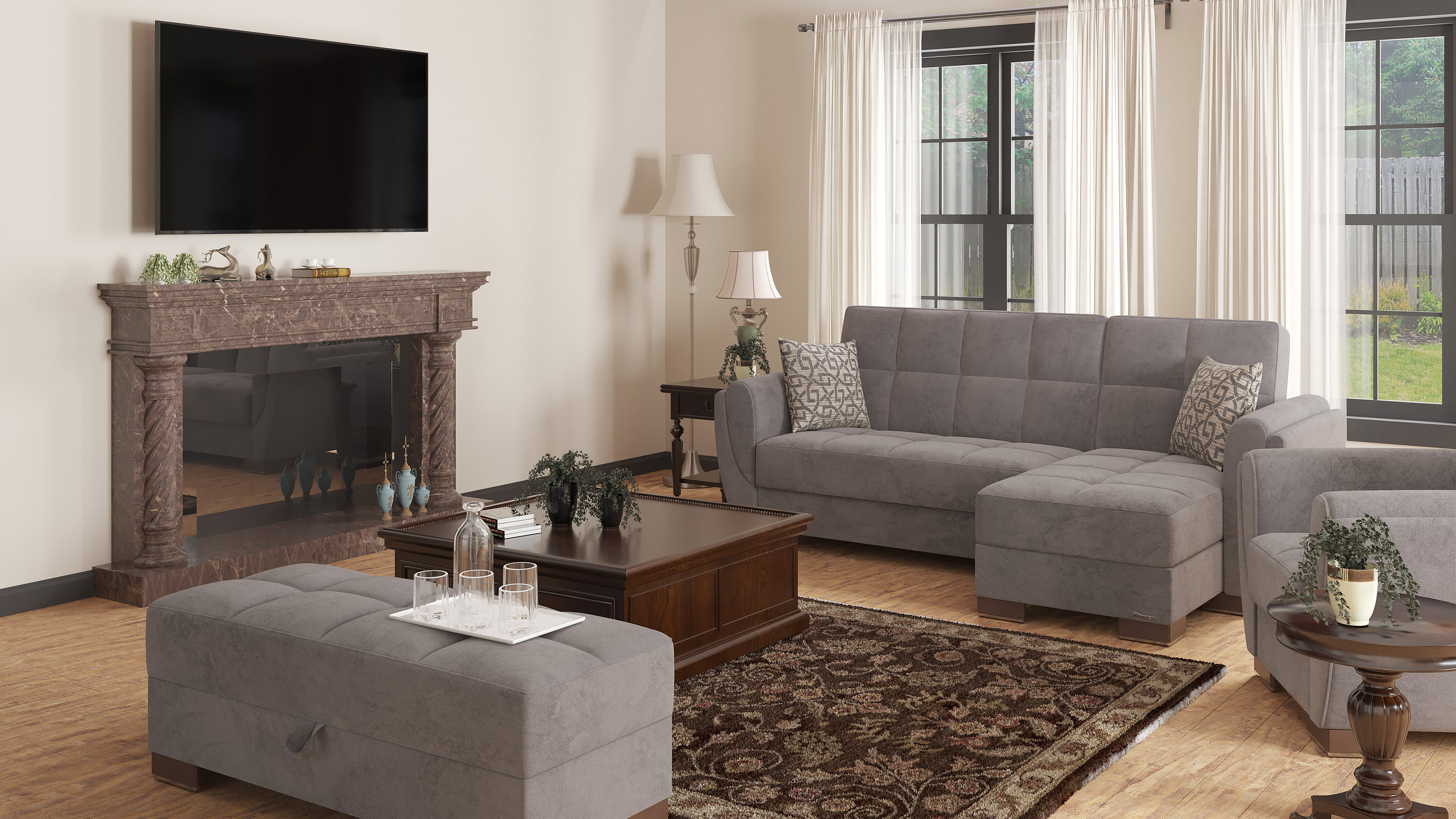 Ottomanson Origins Air Upholstered Storage Ottoman, Gray