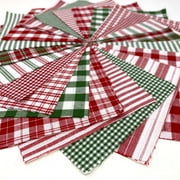 40+ Merry Christmas Red & Green Plaid Homespun 5x5 Pre-Cut Quilt Squares Charm Pack by JCS Fabric