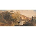 thumbnail image 2 of Samuel Palmer 18x10 Black Ornate Wood Framed Double Matted Museum Art Print Titled - Tintern Abbey at Sunset, 2 of 5
