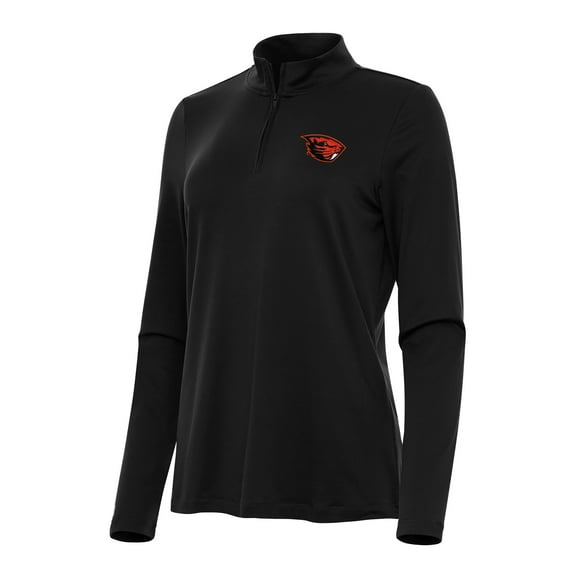 Women's Antigua Black Oregon State Beavers Reprocess Quarter-Zip Top