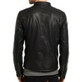 thumbnail image 2 of Men Leather Jacket Coat Motorcycle Biker Black Slim Fit Outwear Jackets A476, 2 of 3