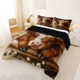 thumbnail image 3 of jejeloiu Kawaii Highland Cow Queen Comforter Set Kids,Rustic Botanical Daisy Bedding Comforter Set,Reversible,3 Pieces, 3 of 8
