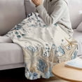 thumbnail image 3 of Blue Beige Coastal Blanket Soft Cozy Warm Throw Blanket for Couch, Plush Fuzzy Flannel Fleece Blankets for Sofa, Beach Starfish Summer Eucalyptus Rustic Bed Blankets Gifts for Men, 50"x60", 3 of 9