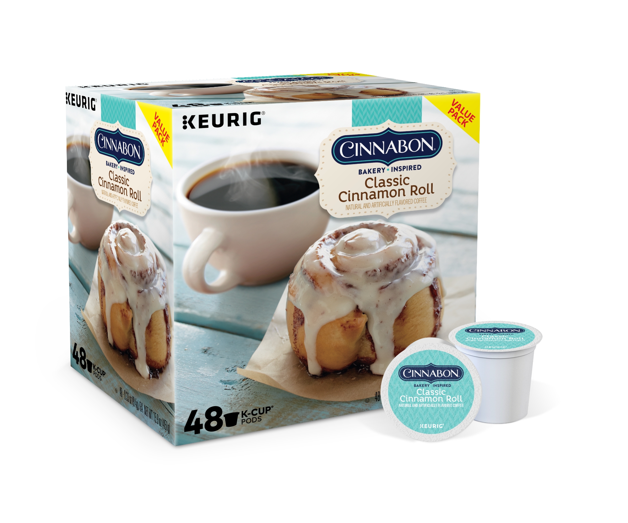 Cinnabon Classic Cinnamon Roll Keurig KCup Pods, Light Roast Coffee