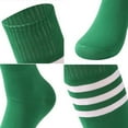 thumbnail image 3 of (Price/2 pairs)TOPTIE 2 Pack Classic Triple Stripes Tube Socks, Football Soccer Knee High Socks for Sports and Daily Use-White Stripe+Green, 3 of 4