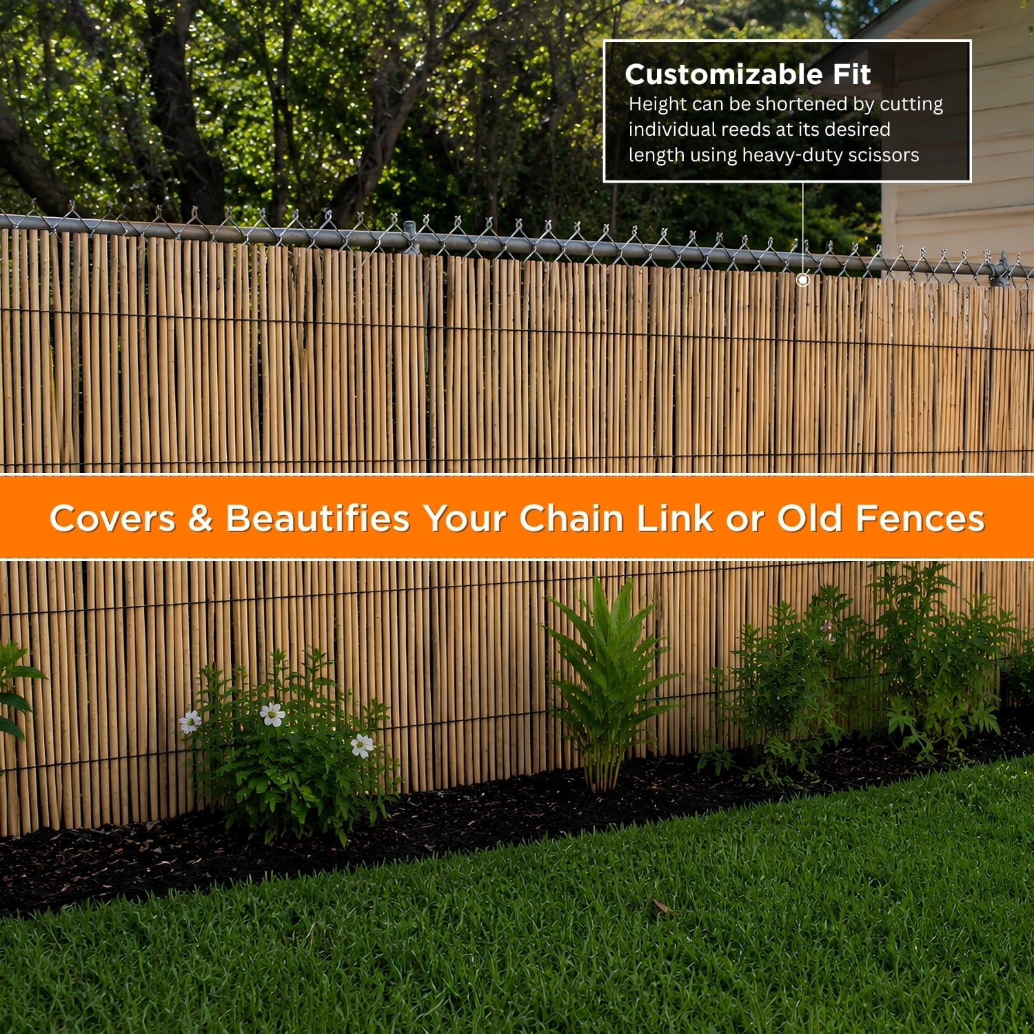 Natural Jumbo Reed Bamboo Fencing, 4 ft. H x 8 ft. L