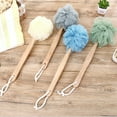 thumbnail image 4 of FLW Wooden Long Handle Bath Brush Soft Nylon Mesh Back Scrubber Shower Body Cleaner, 4 of 10