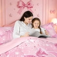 thumbnail image 4 of Homewish Sparkling Bow Initial B Print Twin Comforter Sets,Pink Monogram Aesthetic Art Bedding Set For Girl,Pink Reversible,2pcs,1 Comforter and 1 Pillowcase, 4 of 7
