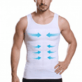 thumbnail image 2 of Men's Slimming Compression Shirt High Stretch Body Shaper Gym Active Tank Top Breathable Quick Dry Workout Muscle Undershirts White M, 2 of 4