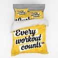 thumbnail image 2 of Ambesonne Fitness Bedding Set 3 Pcs, Every Workout Counts, Twin XL, Yellow White and Black, 2 of 3