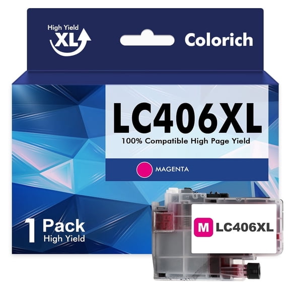 LC406 XL LC406 Ink Cartridge for Brother Printer 406XL 1-Pack High Yield for MFC-J4335DW MFC-J5855DW MFC-J6555DW MFC-J4535DW MFC-J6955DW MFC-J4345DW MFC-J5955DW (1 Magenta)