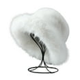 thumbnail image 2 of sunsanly Women Winter Bucket Hat Fuzzy Plush Thickened Windproof Heat Retention Solid Color Dome Faux Fur Fisherman Hat Outdoor Cap, 2 of 8