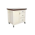 thumbnail image 3 of The Hamptons Collection 37" Antique White Frame with Chestnut Top Kitchen Cart, 3 of 3
