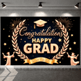 thumbnail image 5 of Gold Theme Graduation Banner Laurel Wreath Decor Happy Grad Display Firework Pattern Star Elements Grad Photo Backdrop for Graduation Ceremony Grad Party Photo Shoot, 5 of 8
