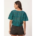 thumbnail image 3 of Moomaya Women's Printed Summer Top, V-Neck Button Down Short Sleeves Cotton Top, 3 of 8