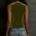 thumbnail image 7 of Vintage Velvet Vest for Women V Neck Cropped Sleeveless Casual Button Down Waistcoat Tops Regular Fitted Jacket Waistcoat Summer Trendy Going Out suits For Womens Fashion Womens Tops Army Green L, 7 of 7
