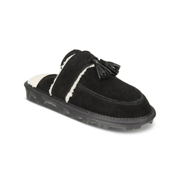 STYLE & COMPANY Womens Black Tasseled Padded Laneyy Round Toe Slip On Leather Slippers Shoes 11 M