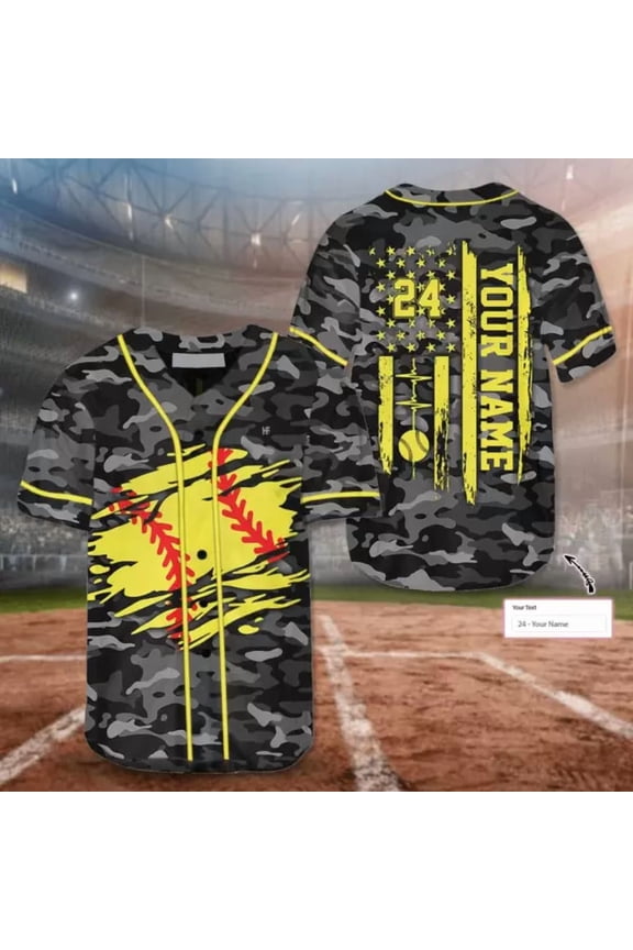 Softball Flag Customized Camo Baseball Tee Jersey Shirt Printed 3D - Hot Sale 2026