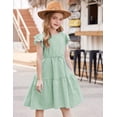 thumbnail image 4 of Arshiner Toddler Green Dress Summer Beach Cute Girls Ruffle Dresses Size 4, 4 of 7