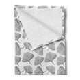 thumbnail image 2 of Gingko Soft Flannel Fleece Throw Blanket, Minimalist Style Nature Leafage Simplistic Growth Herbs Print, Cozy Plush for Indoor and Outdoor Use, 50" x 60", Black White, by Ambesonne, 2 of 5