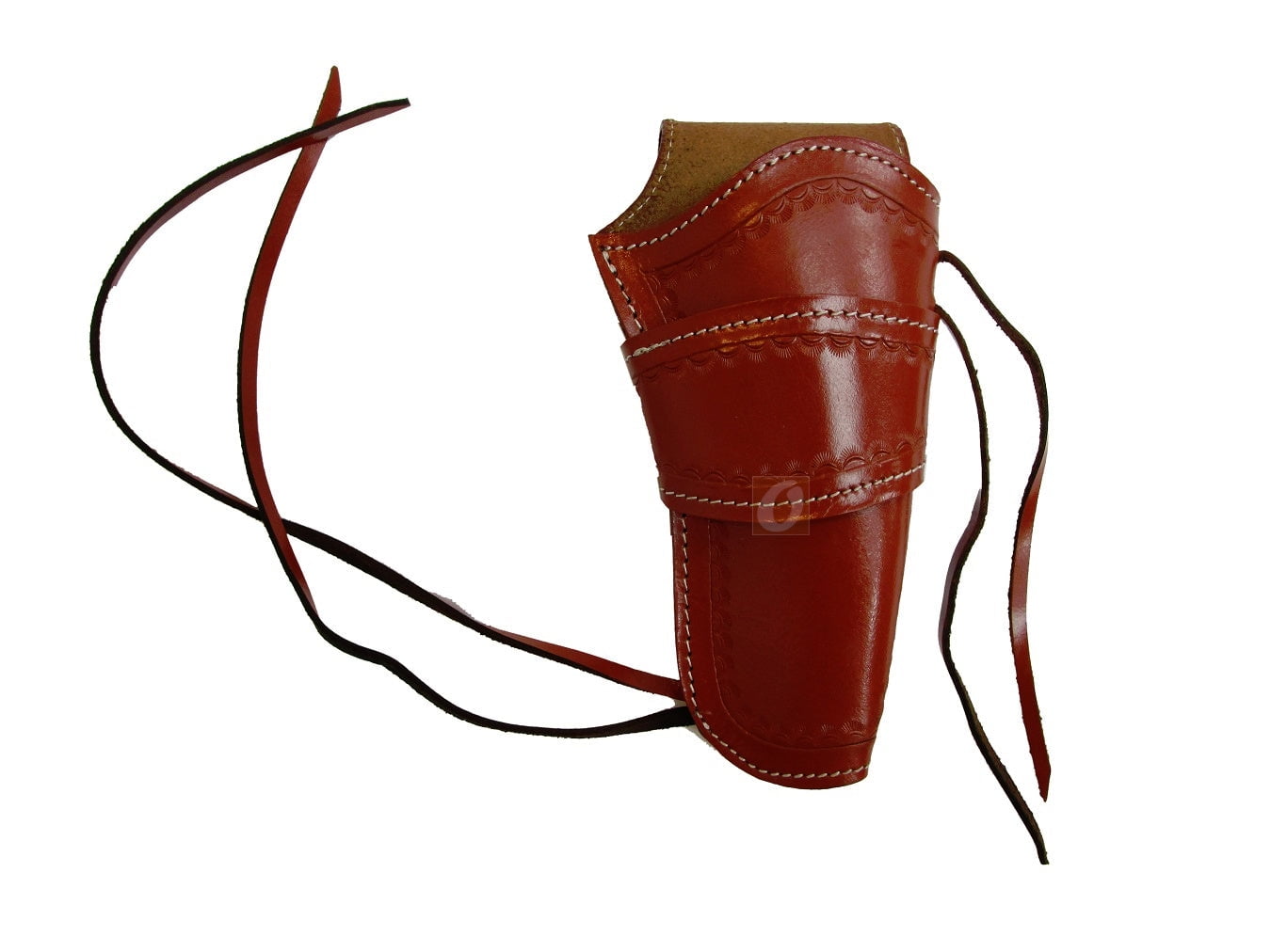 Leather Holster Long Barrel Revolver Pistol Fit Sea Shell Tooled Red - Right Hand