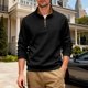 thumbnail image 5 of Ceisia Men's Casual Striped Half Button Round Neck Pullover with Pocket Daily Fashion Top Gift, 5 of 9