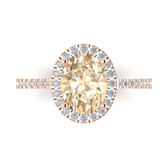 2.27 ct Oval Cut Natural Morganite Solitaire with Accents Engagement Ring for Women in 14K Rose Gold