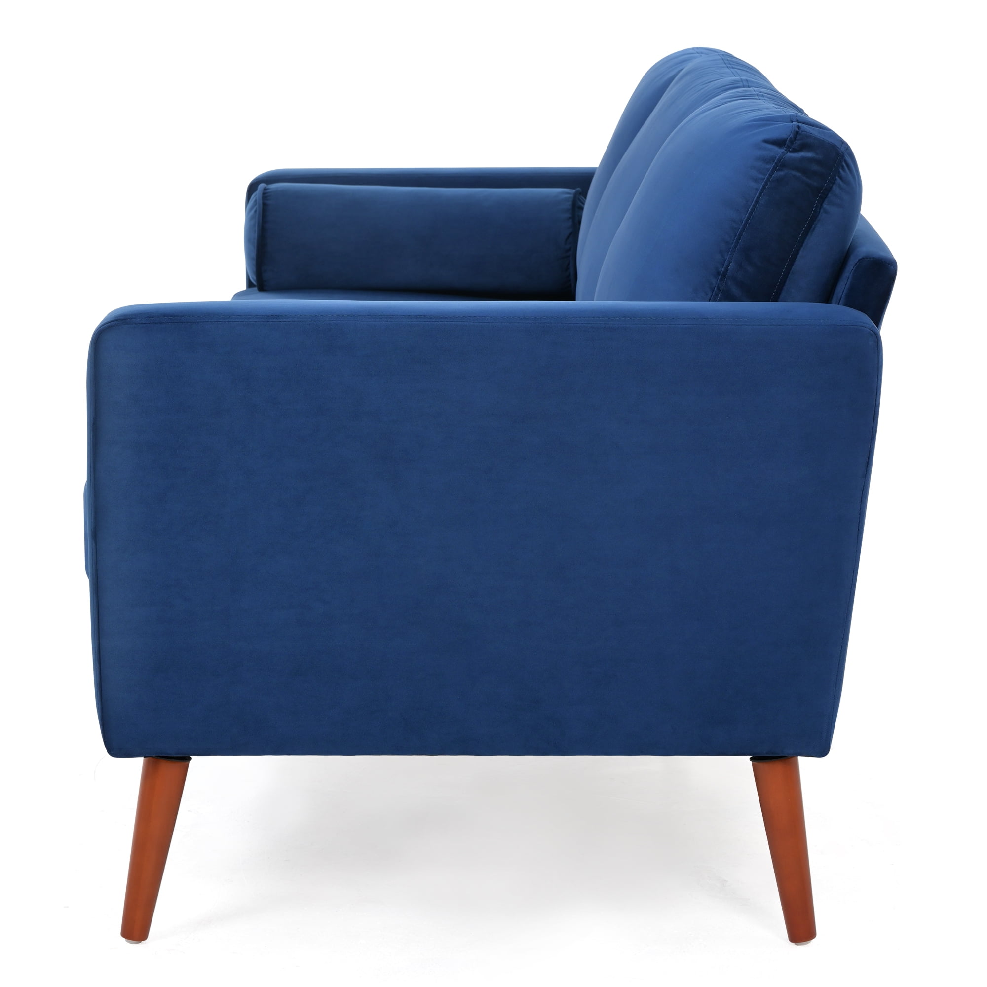 YYAo Extra Deep Filled Sofa, Vertical Velvet Upholstered Futon with Armrests and Legs for Living Room, Apartment, Blue YYAo Extra Deep Filled Sofa, Vertical Velvet Upholstered Futon with Armrests and Legs for Living Room, Apartment, Blue