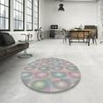 thumbnail image 3 of Ahgly Company Indoor Round Patterned Granite Gray Abstract Area Rugs, 3' Round, 3 of 6