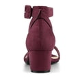 thumbnail image 2 of BLISSFUL STEP Women's Ankle Buckle Strap Chunky Heel Sandal Shoes Burgundy 8, 2 of 8