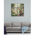 thumbnail image 4 of Cat Canvas Wall Art, Cats Sitting on Window Looking Outside Pictures Prints, Floral Artwork Wall Decor for Bedroom Living Room Ready to Hang Home Decorations (16x16 Inches, Cat2), 4 of 6