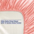 thumbnail image 2 of PiccoCasa Satin Fitted Sheet 12" Deep Pocket Bed Sheet, King Pink, 2 of 6