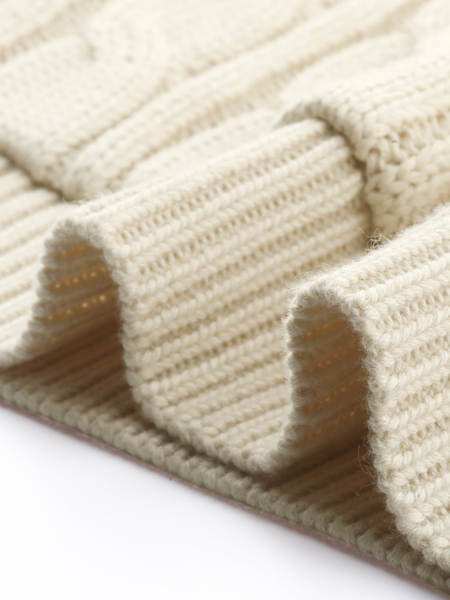 DARING DIVA Women's Stylish Oversized Cable Knit Hooded Sweater L Cream