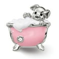 thumbnail image 3 of FB Jewels Sterling Silver Reflections Pink Enamel & CZs Pig In A Bathtub Bead, 3 of 3
