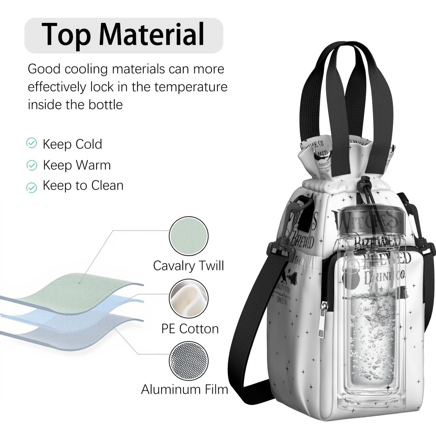 Insulated Water Bottle Carrier Bag Sleeve with Strap Crossbody for 20/24/32/40oz Tumbler,Halloween Nightmare Before Water Bottle Holder Sling Bag with Pocket Gifts for Women Men Adults