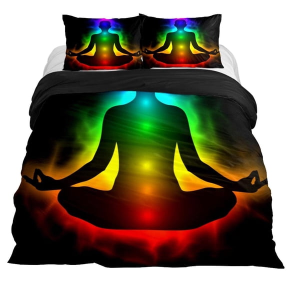Colorful Seven Chakras Buddha Duvet Cover Indian Buddhism Theme for Women Men Teens for Bedroom rations King
