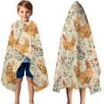 thumbnail image 3 of Beige Chicken Flower Pattern Hooded Bath Towel，50"x30" for Ages 3 To 12 Kids, Quick Dry Lightweight Soft Microfiber Hood Beach Towel Cover Up for Kids, 3 of 7
