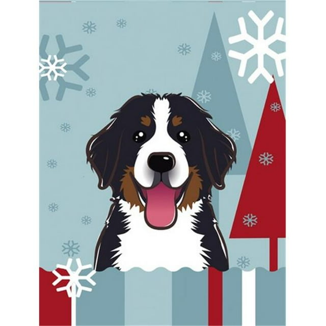 Winter Holiday Bernese Mountain Dog Flag Canvas House Size