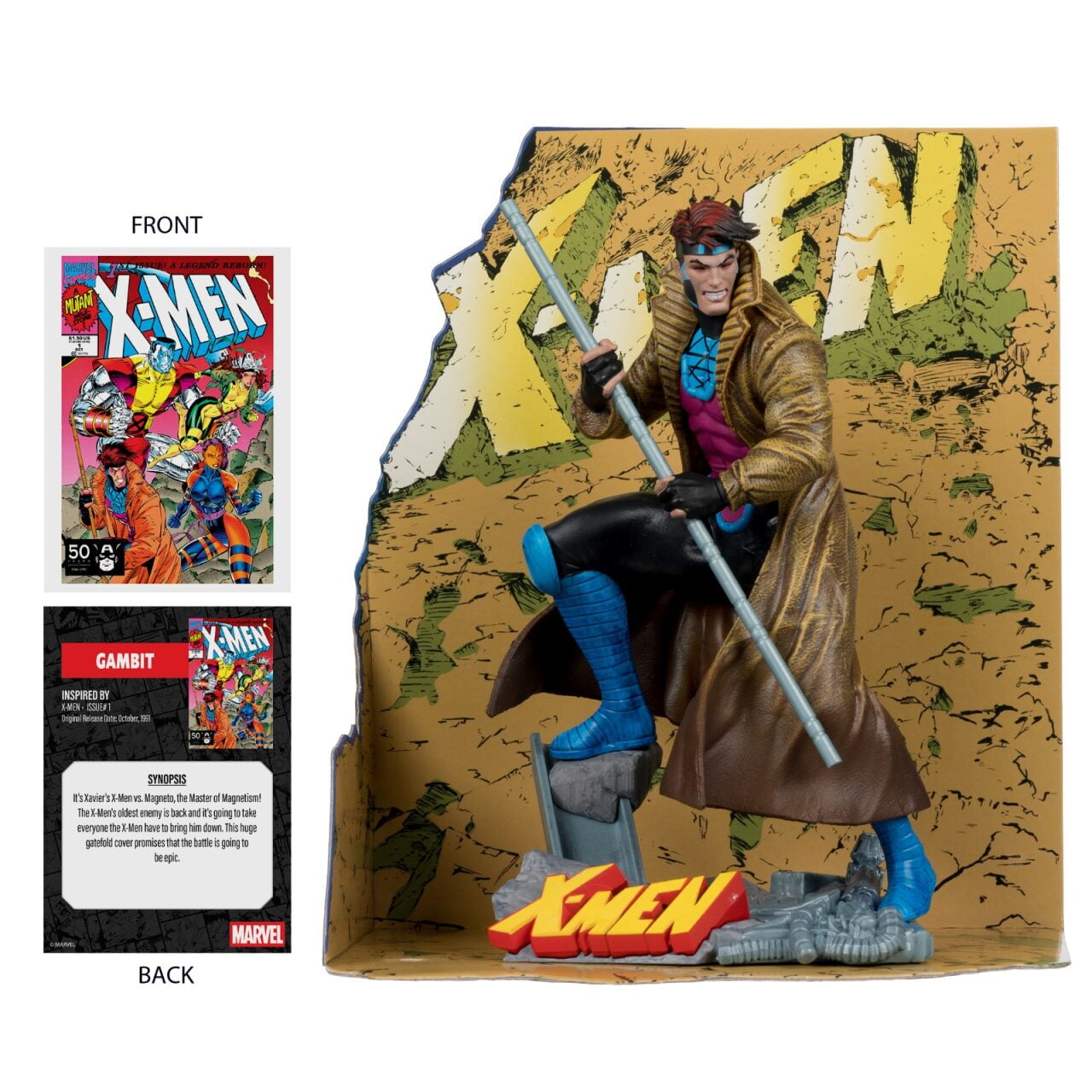 Gambit 1:10th Scale Collectible with Scene (Marvel: X-MEN #1) - McFarlane Toys