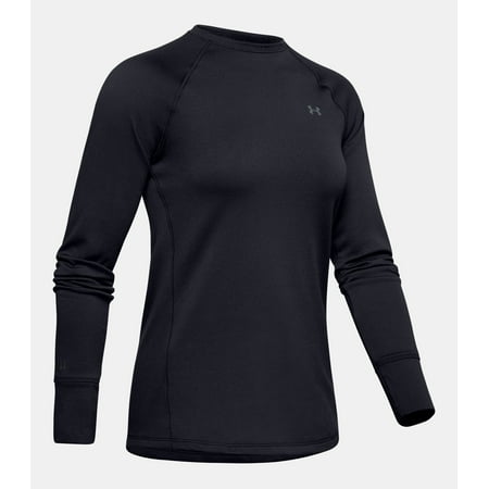 Under Armour Women's ColdGear Base 3.0 Crew, Black Pitch Gray Shirt