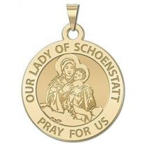 PicturesOnGold.com Our Lady of Schoenstatt Religious Medal Female Adult- 3/4″ Size of a Nickel -Solid 14K Yellow Gold