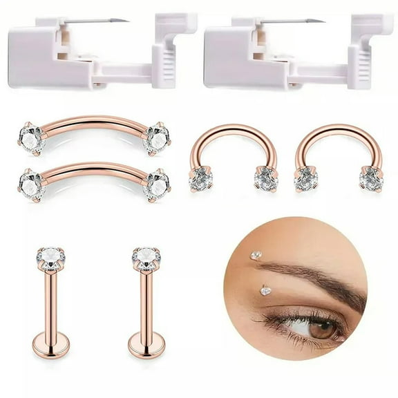 K-KED 8pcs Disposable Body Piercing Tool Kit Ear Lip Tongue Nose Navel Nipple Ring-default