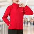 thumbnail image 5 of IROINNID Cardigan for Women Open Front And Winter Long Sleeve Solid Color Fleece Jacket Stand Collar Zipper Cardigan Outerwear Casual Coat,Red, 5 of 9