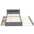 thumbnail image 6 of Harper & Bright Designs Queen Size Bed Frame with Storage Headboard & Led, Wooden Platform Bed with 2 Drawers and Trundle Bed, Gray, 6 of 15
