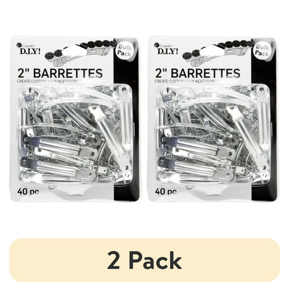 (2 pack) Cousin DIY 2" French Barrette, Silver Metal Hair Clips, 40 Piece